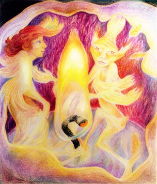 fantasy golden light fairy spirit with birds and floating leaf pattern, beautiful colorful painting of a radiant elven creatures, animals and energy lights