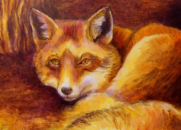 Monochromatisch fox schilderij — Stockfoto
