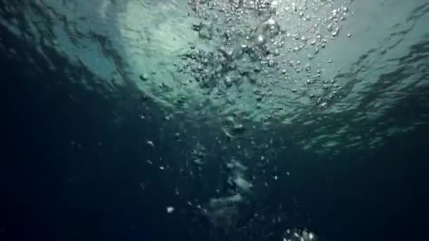 Pęcherzyki powietrza pod wodą, strzał w zwolnionym tempie — Wideo stockowe