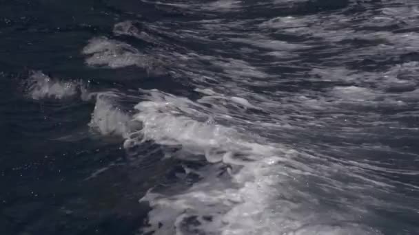 Vakna - böja wave bakom båten — Stockvideo