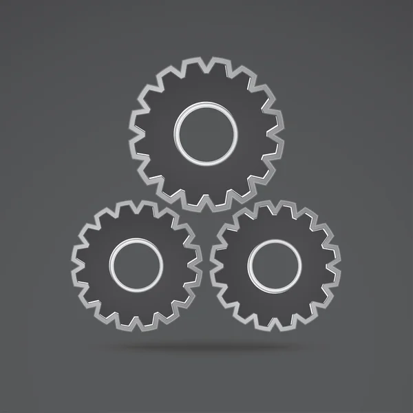 Vector illustration of three cogwheels — Stock Vector