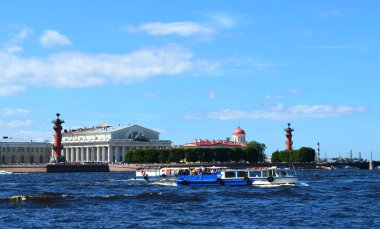 Vasilievsky Adası 'nın okunun görüntüsü. - Rusya. Saint-Petersburg