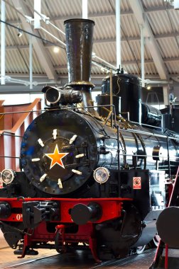 Saint Petersburg, Rusya 'daki Demiryolu Müzesi' ndeki eski tren.