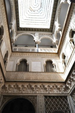 Seville, İspanya - Haziran 2018: Seville Alcazar 'ın İçişleri
