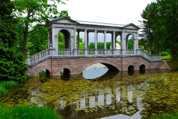 ロシアのサンクトペテルブルク 2021年6月 ツァルスコー セロのキャサリン公園の大理石の橋 プーシキン — ストック写真