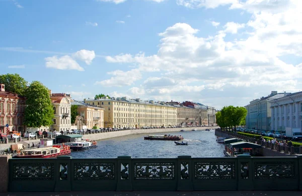 View Anichkov Bridge Fontanka River Petersburg Russia — Stock Photo, Image