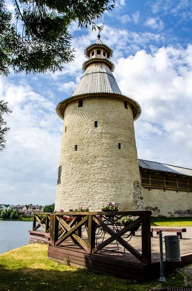 Pohled Vysokajskou Věž Pskovského Kremlu Pskov Rusko — Stock fotografie