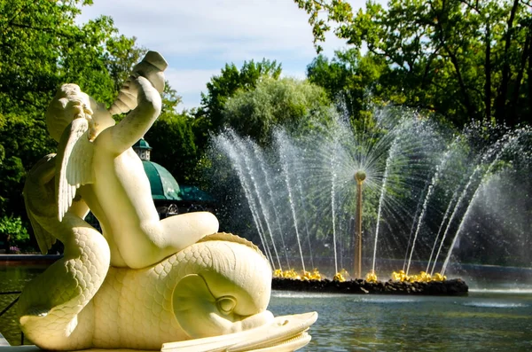 Saint Petersburg Russie Août 2021 Fontaine Tournante Soleil Dans Parc — Photo