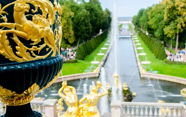 San Pietroburgo Russia Agosto 2021 Grande Cascata Del Palazzo Peterhof — Foto Stock