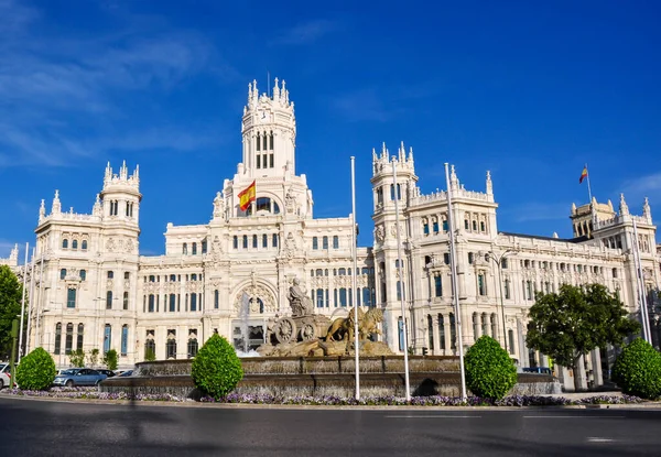 Cybele Paleis Fontein Cibeles Plein Madrid Spanje — Stockfoto