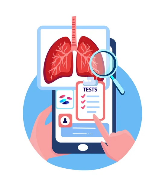 Online Touchscreen Pulmonology Hospital Lungs Trachea Bronchi Curing Mobile Application — Stock fotografie