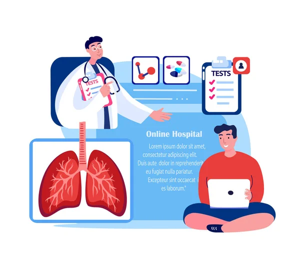 Online Pulmonológus Virológus Doctor Consultate Patient Diagnosztizáló Tüdő Trachea Bronchi — Stock Fotó