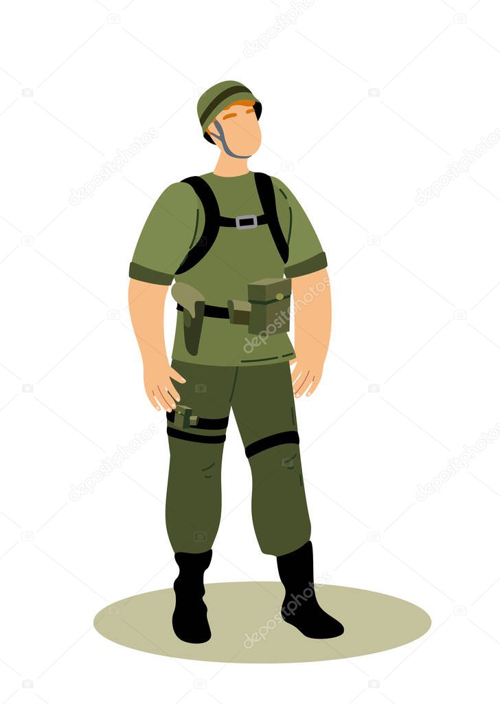 Guard Officer Soldier Military Man, Personnel Army Dressed in Camouflage Uniform.Soldier,Secret service agent,Combat,Serdeant,Capitan,Army Man, Guard House with Weapon.Flat Cartoon Vector illustration