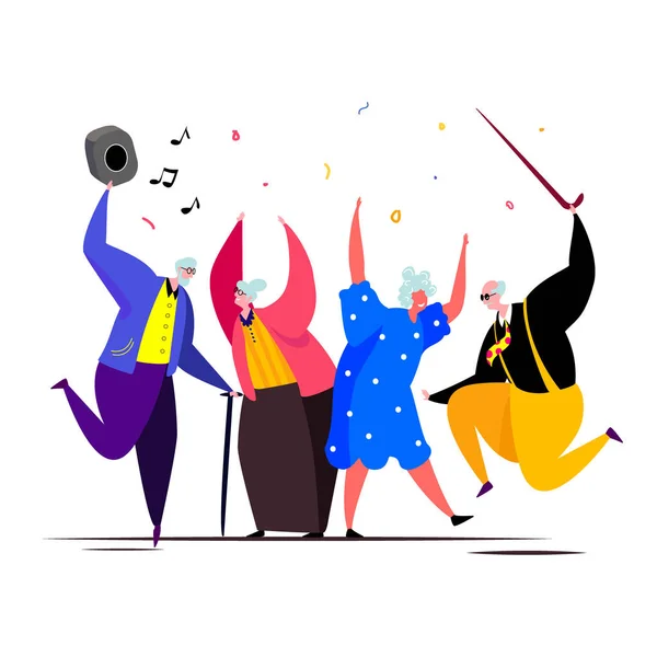 Счастливые Выпускники Танцуют Своими Друзьями Веселятся Веселом Настроении Старшие Танцоры — стоковое фото