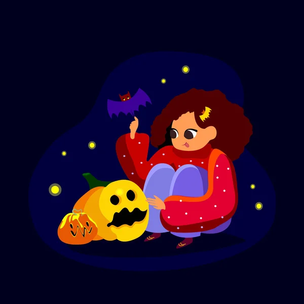 Carte Vœux Halloween Lumineuse Illustration Créative Avec Mignons Petits Enfants — Photo