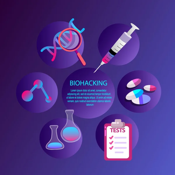 Biohacking Concept Scheme Healthy Lifestyle Regime Life Extension Self Improvement — 스톡 사진