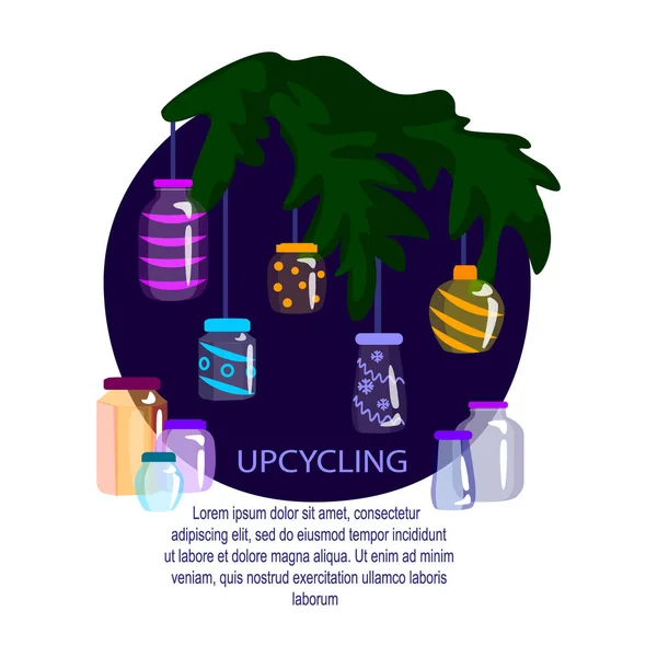 Upcycling Concepto Reducción Residuos Reutilización Frascos Vidrio Utilizados Botellas Plástico — Foto de Stock