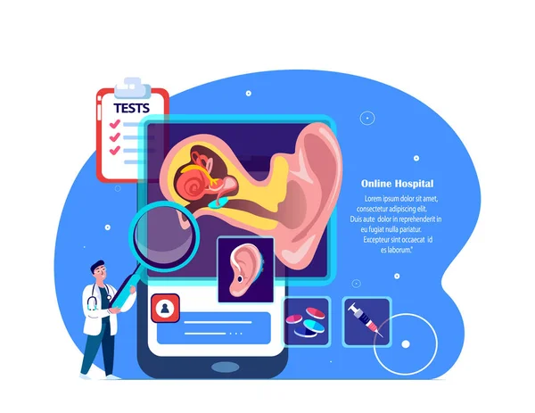 Audiologist Ent Doctor Scientist Undersök Öron Anatomi Structure Otit Inflammation — Stockfoto