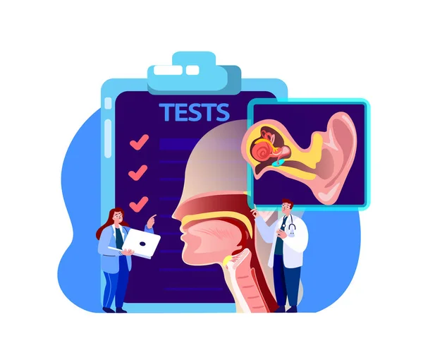 Profesor Audiólogo Científicos Ent Doctor Examinan Pruebas Análisis Oído Nariz —  Fotos de Stock