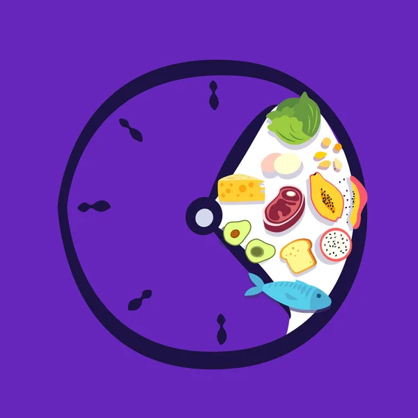 Intermittent Fasting Concept Clock Hands Limit Time Eating Healthy Food — 스톡 사진