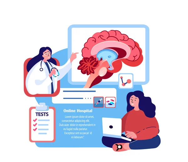 Çevrimiçi Beyin Konsolosluğu Bilgisayarı Tıbbi Beyin Kanseri Tedavisi Nternet Danışmanlığı — Stok fotoğraf