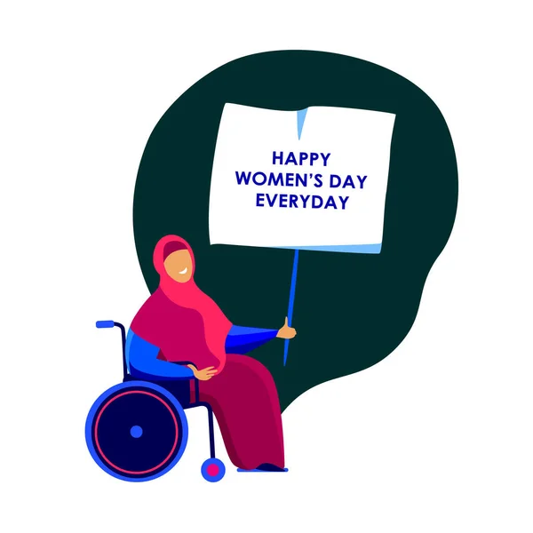 Happy International Woman Day Congratulation Feminism Concept Bright Muslim Invalid — Stock Photo, Image