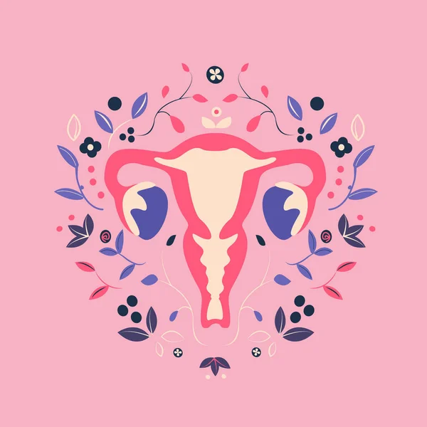 Beautiful Female Reproductive System Flowers Feminine Gynecology Anatomical Female Uterus — Foto Stock