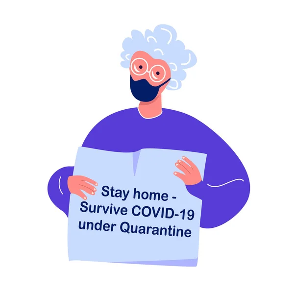 Coronavirus Epidemic Warning Novel Covid 2019 Old Grandmother Aged Pensioner — Stockfoto