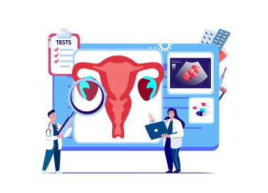 Doktor Jinekolog Bilim Adamı Muayenesi, İltihaplı Rahim, Rahim, Varyasyonlar. Fallop Tüpü Dijital Tedavisi. Polycystic Ovary, Araştırma Deneyi. Kadın Klinik Araştırması. Tıp Konseyi İllüstrasyonu