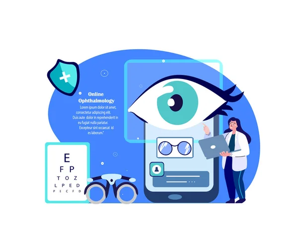 Augenarzt Augenuntersuchung Diagnose Sehschärfe Snellen Chart Online Smartphone Investigation App — Stockfoto