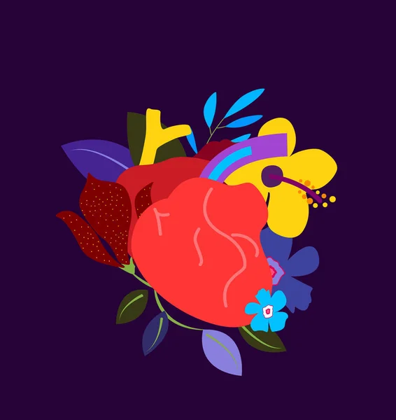 Coração Saudável Florescido Bonito Sistema Vascular Sanguíneo Flowers Floral Organismo — Fotografia de Stock