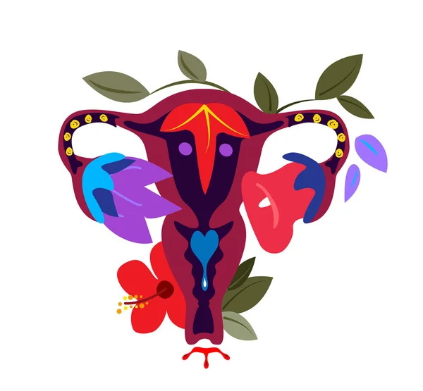 Beautiful Female Reproductive System Flowers Floral Feminine Gynecology Anatomical Female — 스톡 사진