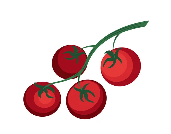 Cherry Tomato Vegetable Icon Bunch Cherry Tomatoes Stem Leaves Vegetarian — Stock Photo, Image