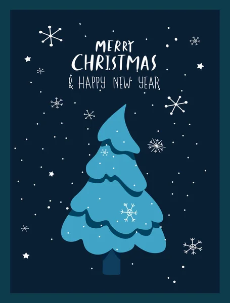 圣诞快乐新年佳节贺卡绿色装饰的圣诞树图片 明亮的模板壁纸 横幅节日邀请函 矢量平面图解 — 图库矢量图片