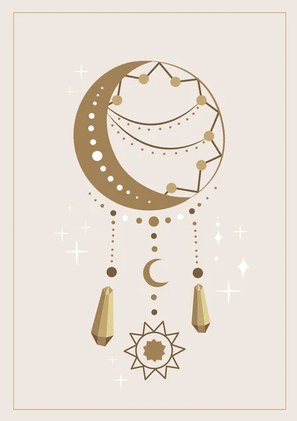 Witchcraft Magic Dreams Catcher Talisman Decoratie Voor Profetische Dromen Heksen — Stockvector