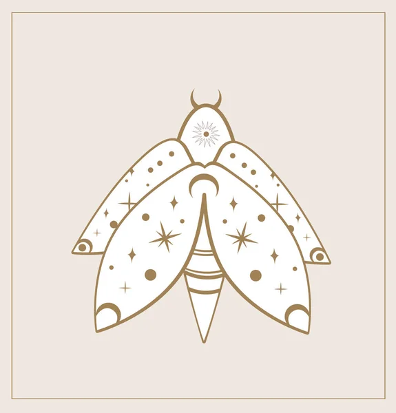 Векторный Элемент Волшебного Дизайна Night Fly Bfly Moth Sacred Geometry — стоковый вектор
