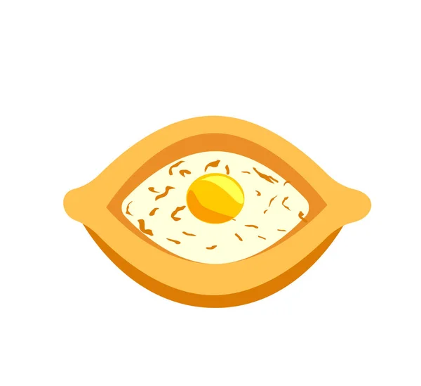 Plato Tradicional Ajariano Georgiano Agjarian Khachapuri Boat Pan Horneado Relleno — Vector de stock