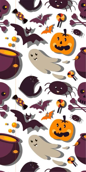 Happy Halloween Festliche Nahtlose Pattern Endless Background Banner Party Invitation — Stockvektor