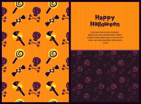 Halloween Helles Set Von Grußkarte Nahtlose Endlose Muster Illustration Lustige — Stockvektor