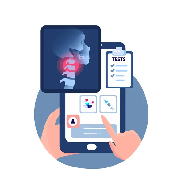 Online Touchscreen Rheumatology Orthopedics Surgery Mobile Application Smartphone Ray Radiography — Stock Vector