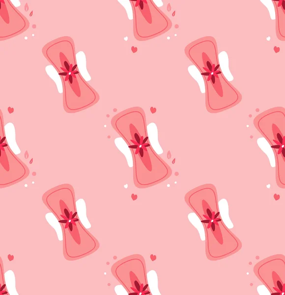 Nahtlose Edndless Muster Template Female Wiederverwendbare Menstruationspolster Mit Periode Blut — Stockvektor