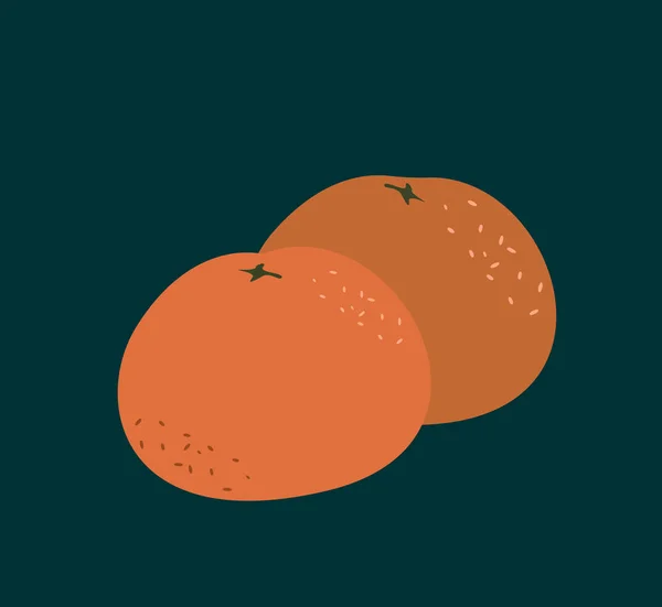 整个橙子 橘子在深色背景下被分离出来 唐人街有机水果 卡通风格 圣诞冬季设计的矢量图解 — 图库矢量图片