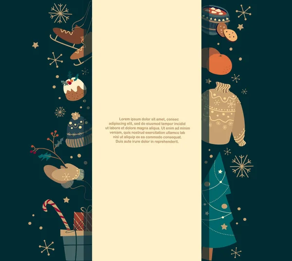 Frohes Neues Jahr Frohe Weihnachten Vector Poster Flyer Bannervorlage Werbung — Stockvektor