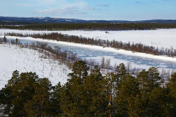 Kuzey Finlandiya Donmuş Nehir — Stok fotoğraf