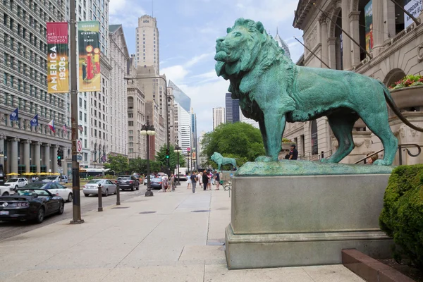 Chicago Illinois Usa Juni 2016 Löwen Vor Dem Kunstinstitut Chicago — Stockfoto