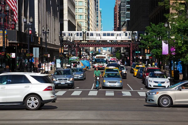 Chicago Illinois Usa Juni 2016 Verkehr Chicagos Innenstadt Autoverkehr Der — Stockfoto