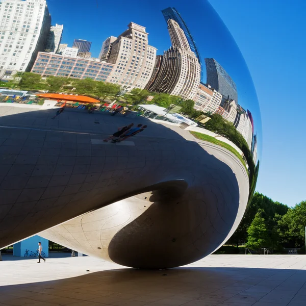 シカゴ イリノイ州 アメリカ合衆国 2016 シカゴのクラウド ゲートの正方形の画像です アニッシュ カプーアのアーティストによる彫刻 クラウド ゲートの正方形の画像です — ストック写真