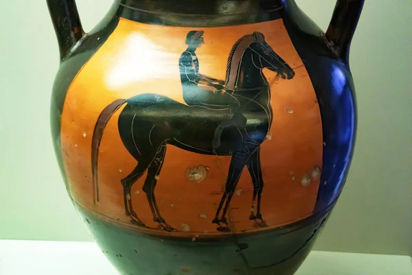 Ridder Geschilderd Oude Etruskische Vaas — Stockfoto