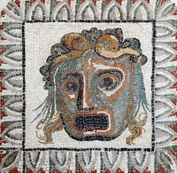 Mosaico Romano Antigo Uma Máscara — Fotografia de Stock