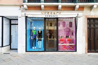 Venice, Italy - June 17, 2021: Versace window in Venice, Italy